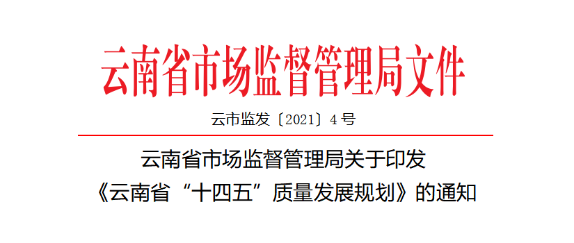 关于印发《云南省“十四五”质量发展规划》的通知